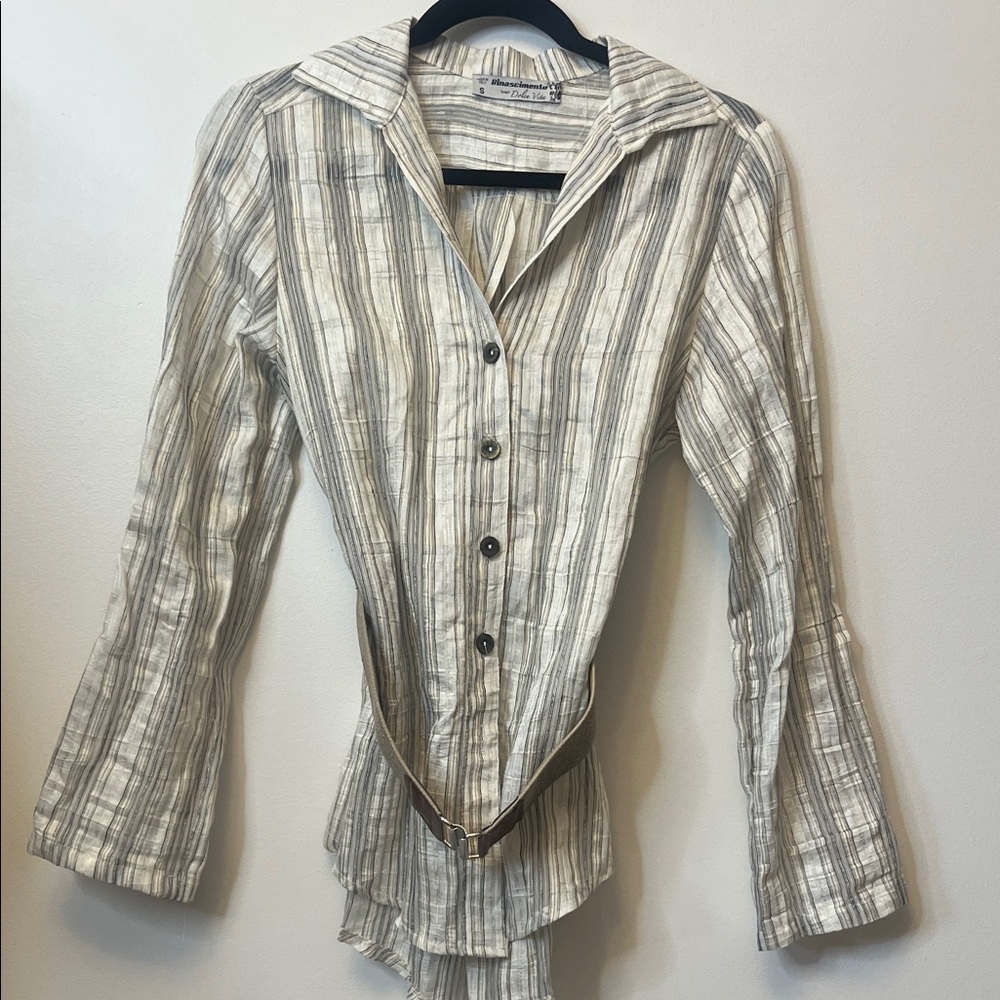 Rinascimento Linen Blend Belted Top